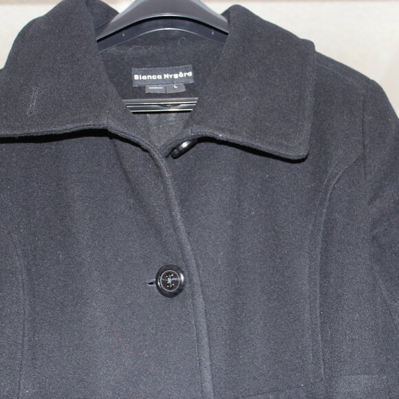 Bianca Nygard Fitted Flare Floor Length 80% Wool Women's Winter Coat Size Tall L - Picture 4 of 10